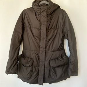 +J Uniqlo Jill Sander Women’s Brown Hooded Puffer Jacket Size Large